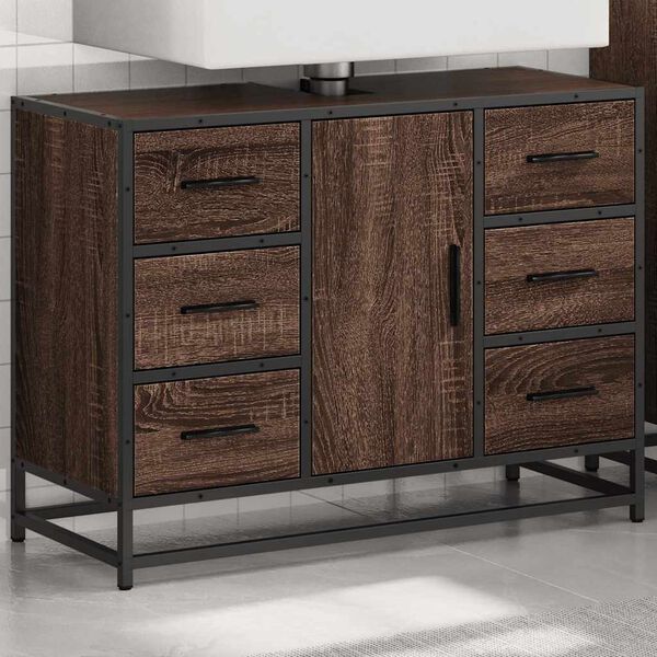 vidaXL Waschbeckenunterschrank Braun Eichen-Optik 80x33x60 cm