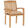 vidaXL Stapelbare Gartenst&uuml;hle mit Kissen 4 Stk. Massivholz Teak