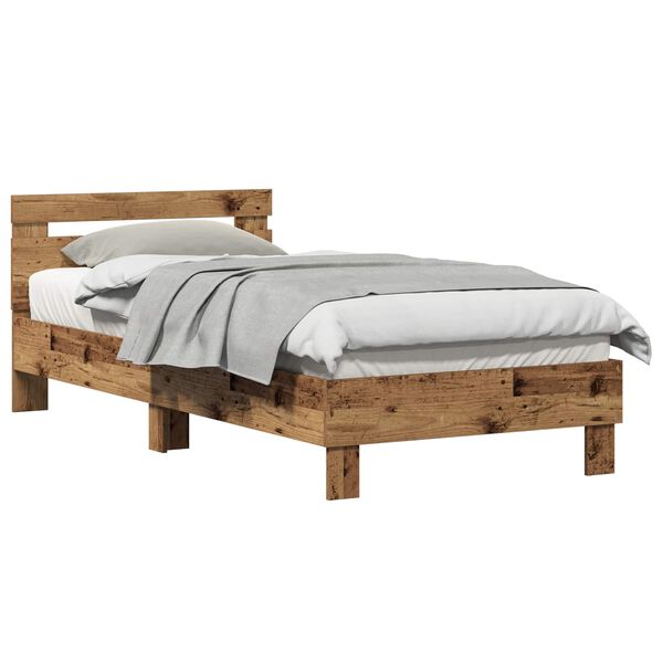 vidaXL Bettrahmen mit Kopfteil Altholz 203 x 95 x 70 cm Holzwerkstoff