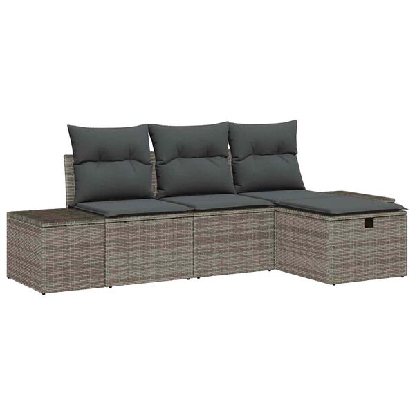 vidaXL Sofa Set mit Kissen 4 pcs Poly-Rattan