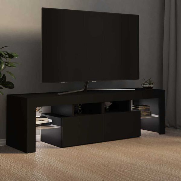 vidaXL TV-Schrank mit LED-Beleuchtung Schwarz 140x36,5x40 cm