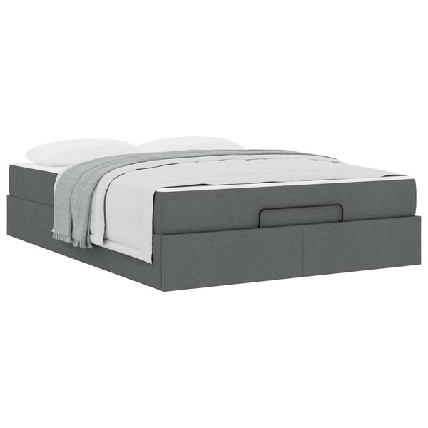 vidaXL Bettgestell mit Matratze mit Matratze 2 pcs Dunkelgrau Stoff