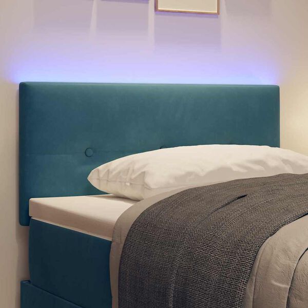 vidaXL LED Kopfteil mit LED-Lichtleisten Blau 80 cm Polyester