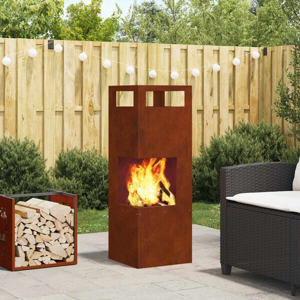 vidaXL Feuerstelle Braun 35 x 35 x 100 cm Stahl