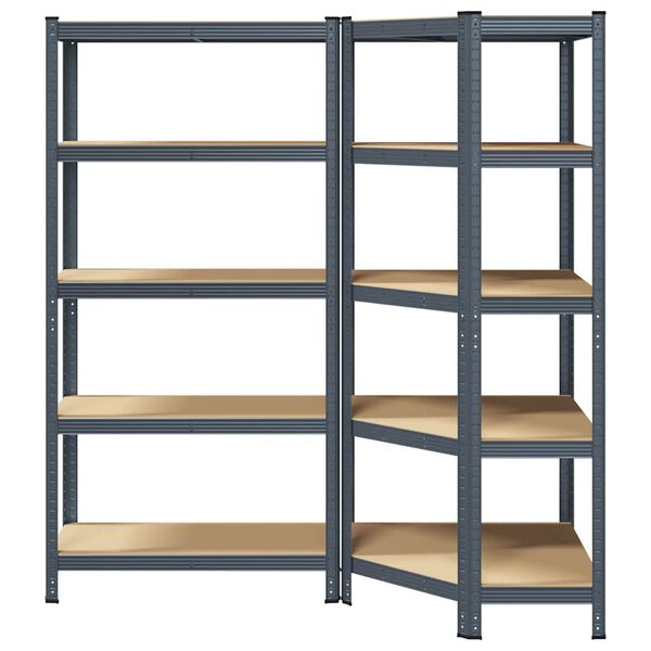 vidaXL Regal-Set 5 B&ouml;den 2-tlg. Anthrazit Stahl & Holzwerkstoff