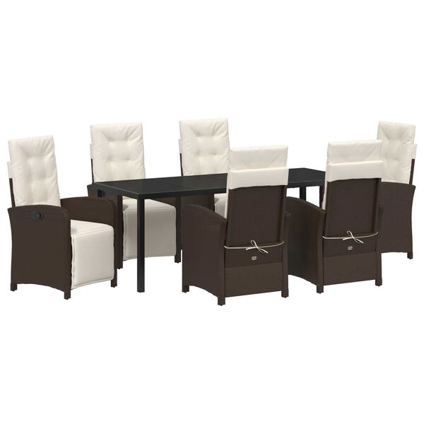 vidaXL Garten Essgruppe mit Kissen 7 pcs Braun Poly-Rattan