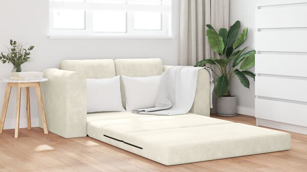 vidaXL Schlafsofa 60cm Creme Samt