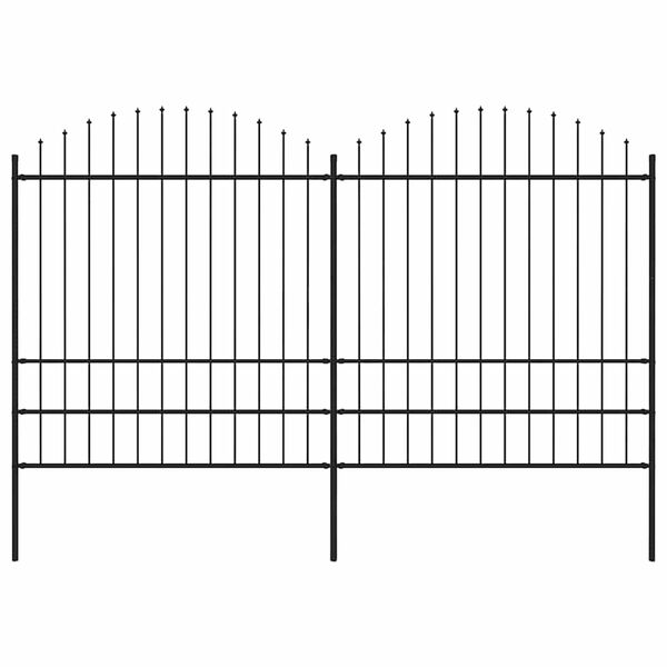 vidaXL Gartenzaun mit Speerspitze Stahl 359 x 200 cm Schwarz