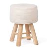 KidsDepot Hocker Iggy 29 cm Baumwolle und Holz Wei&szlig;