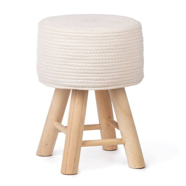 KidsDepot Hocker Iggy 29 cm Baumwolle und Holz Wei&szlig;
