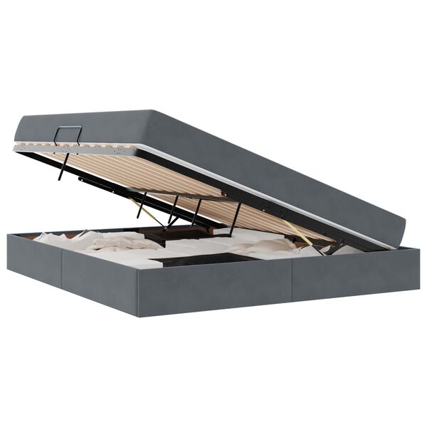 vidaXL Aufbewahrungsbett mit Matratze Dunkelgrau 180 x 200 cm Samt