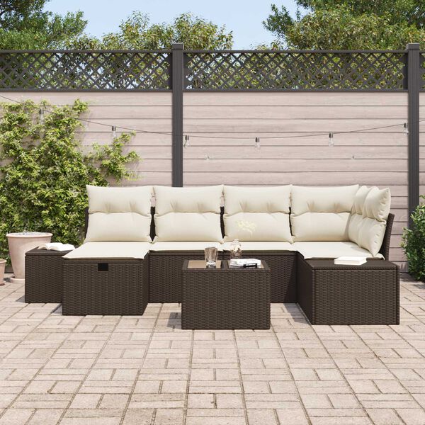 vidaXL Sofa Set mit Kissen 7 pcs Poly-Rattan