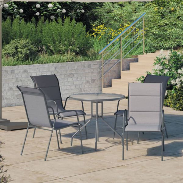 vidaXL 5-tlg. Garten-Essgruppe Stahl Anthrazit
