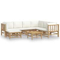 vidaXL 8-tlg. Garten-Lounge-Set mit Cremeweißen Kissen Bambus