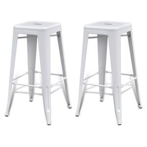 vidaXL Barhocker 2 Stk. Wei&szlig; Stahl