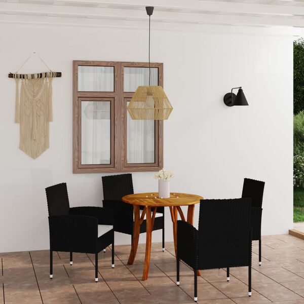 vidaXL 5-tlg. Garten-Essgruppe Schwarz