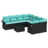 vidaXL Gartensofa-set 9 stk. 8-Sitzanzahl Schwarz Poly-Rattan