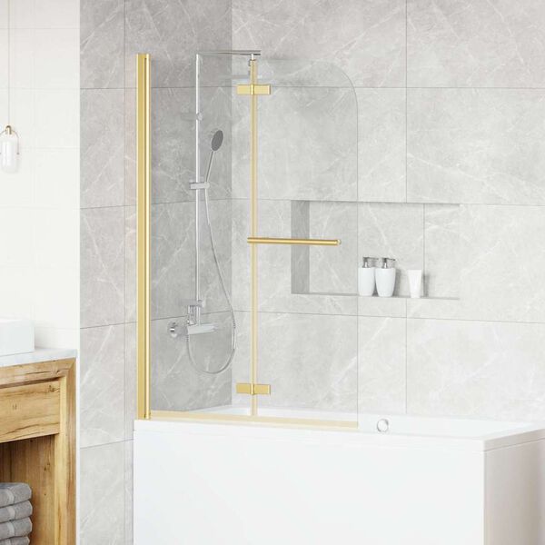 vidaXL Duschabtrennung Transparent und Gold 95 x 140 cm