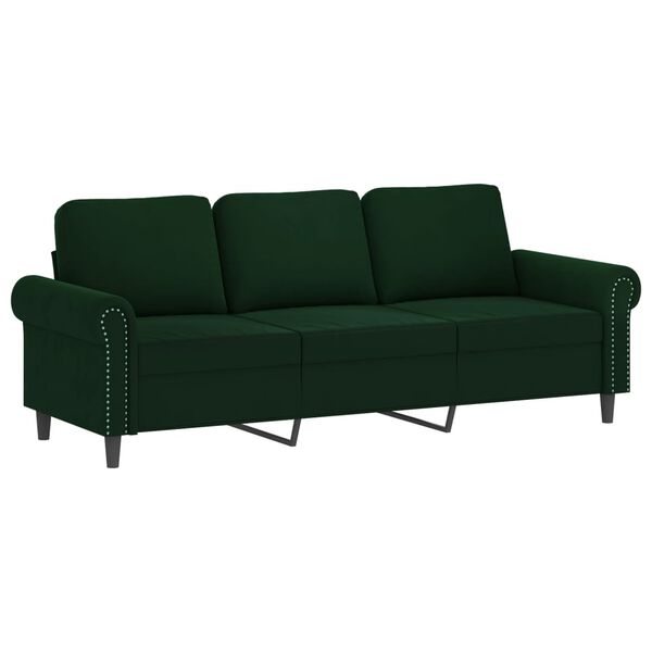 vidaXL 3-Sitzer-Sofa mit Hocker Dunkelgr&uuml;n 180 cm Samt