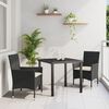 vidaXL Garten Essgruppe mit Kissen 3 pcs Braun Poly-Rattan