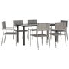 vidaXL 7-tlg. Garten-Essgruppe Grau und Schwarz Poly Rattan und Stahl