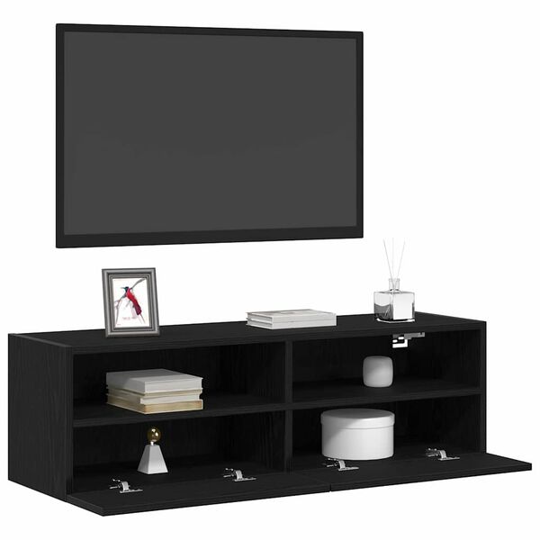 vidaXL TV-Wandschrank 2 pcs Schwarz Eichen-Optik 100 x 30 x 30 cm
