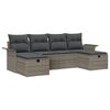 vidaXL Garten-Sofa-Set mit Kissen mit Speicher 6 pcs Grau Poly Rattan