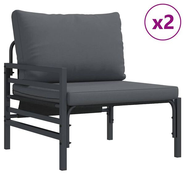 vidaXL Garten-Sofa-Set mit Kissen 14 pcs Anthrazit Stahl