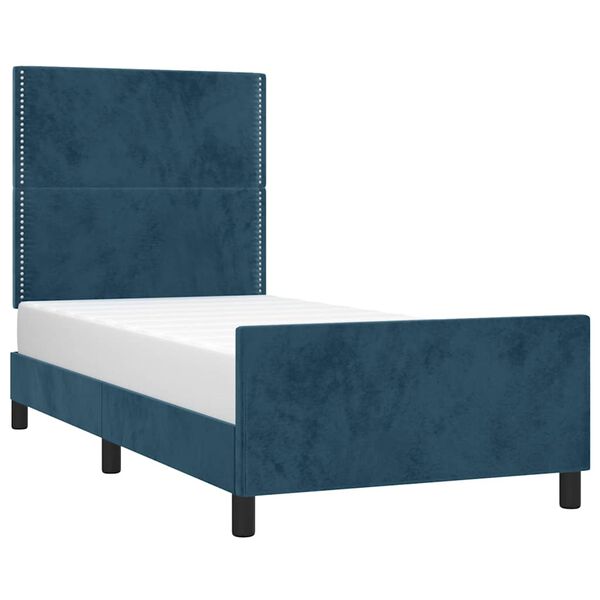 vidaXL Bettgestell ohne Matratze Dunkelblau 90x190 cm Samt