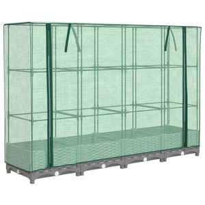 vidaXL Gartenplanter mit Gew&auml;chshausabdeckung und R&auml;dern 4 stk. PP