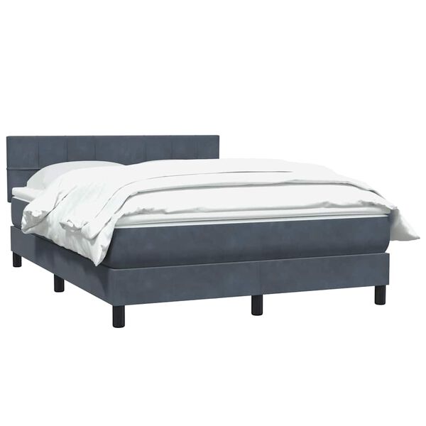 vidaXL Boxspringbett mit Matratze Dunkelgrau 160x220 cm Samt