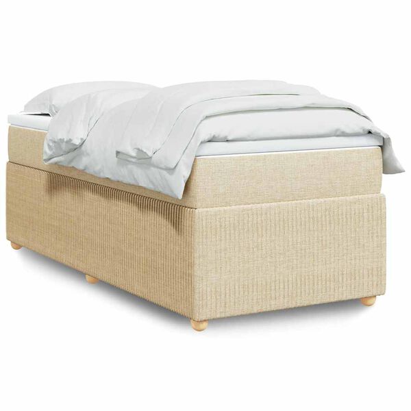 vidaXL Boxspringbett mit Matratze Creme 90x190 cm Stoff