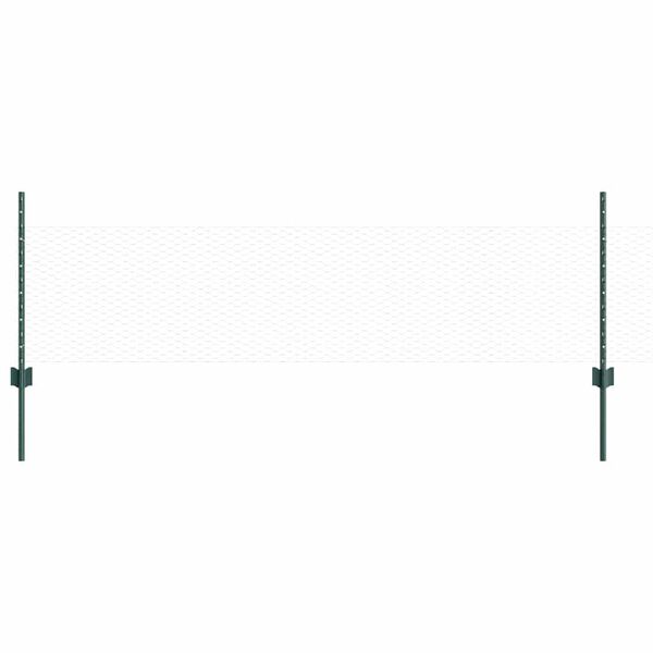 vidaXL Zaun mit Pfosten Gr&uuml;n 0,5 x 50 m Stahl und PVC