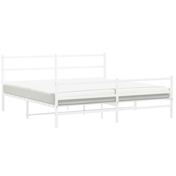 vidaXL Bettgestell mit Kopf- und Fu&szlig;teil Metall&nbsp;Wei&szlig; 193x203 cm