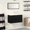 vidaXL Badezimmerm&ouml;bel-Set 3 pcs Schwarz Eichen-Optik Holzwerkstoff