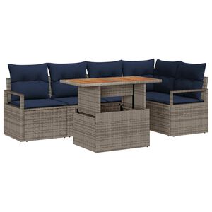 vidaXL Gartensofa-set 6 stk. 5-Sitzanzahl Grau und Marineblau