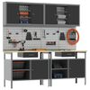 vidaXL Werkbank-Set 8 pcs Rot und Grau Pulverbeschichteter Stahl