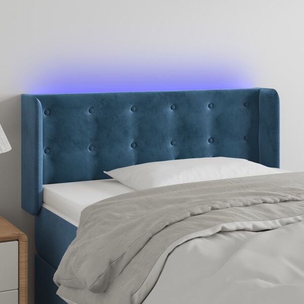 vidaXL LED Kopfteil Dunkelblau 93x16x78/88 cm Samt