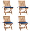vidaXL Klappbare Gartenst&uuml;hle mit Kissen 4 Stk. Massivholz Teak