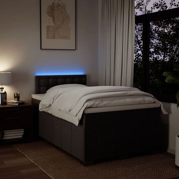 vidaXL Boxspringbett mit Matratze Dunkelbraun 120x190 cm Stoff