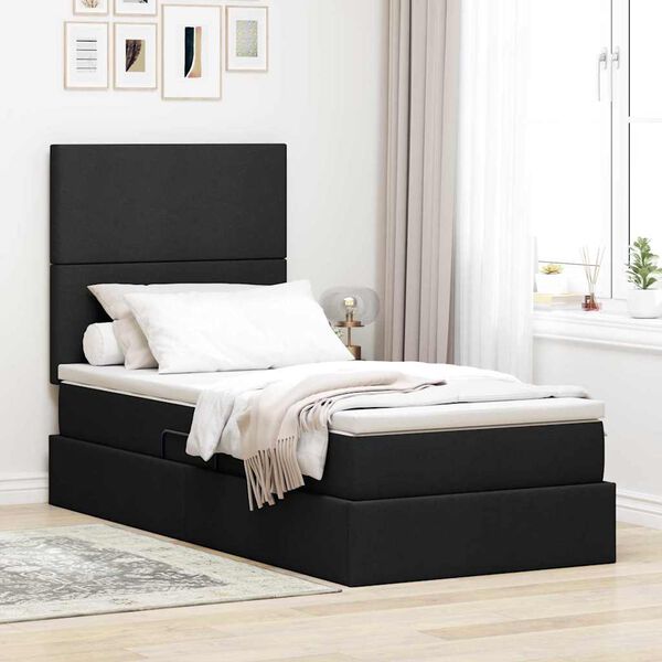 vidaXL Bett mit Stauraum und LED Schwarz 100 x 200 cm Polyester