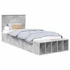 vidaXL Bettrahmen mit Regal Beton Grau 90 x 200 cm Holzwerkstoff