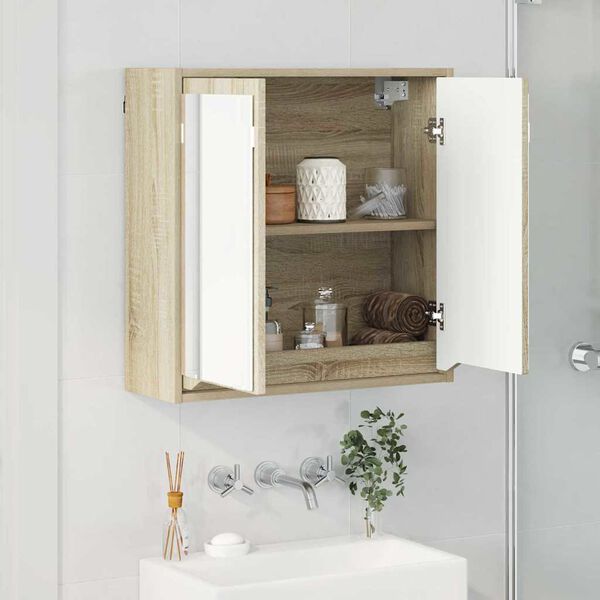 vidaXL Badezimmerspiegelschrank mit Regal Sonoma-Eiche 60 x 20 x 60 cm
