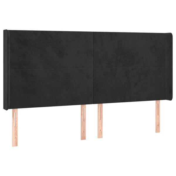 vidaXL Kopfteil mit Ohren Schwarz 203x16x118/128 cm Samt