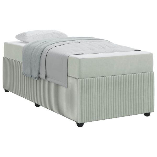 vidaXL Bettrahmen mit Matratze Hellgrau 100 x 200 cm Stoff