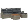 vidaXL Garten-Sofa-Set mit Kissen mit Speicher 6 pcs Grau Poly Rattan