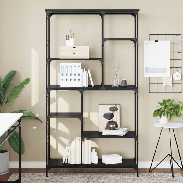 vidaXL B&uuml;cherregal Schwarz 99x35,5x176 cm Holzwerkstoff und Stahl