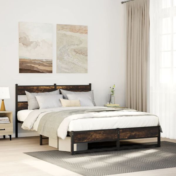 vidaXL Metallbett ohne Matratze R&auml;uchereiche 140x190 cm