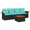 vidaXL Gartensofa-set mit Kissen 5 pcs Schwarz Poly-Rattan