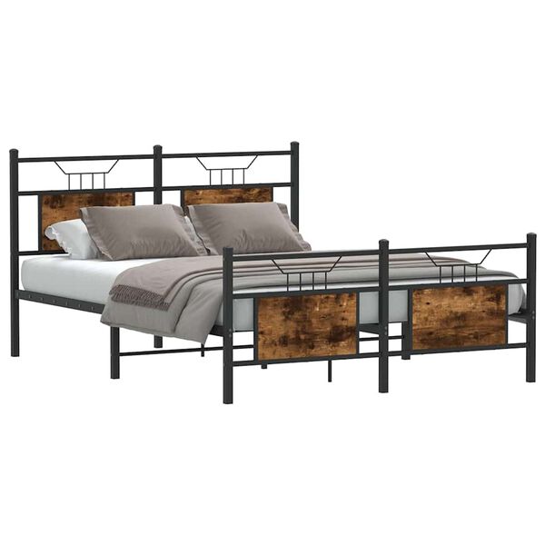 vidaXL Bettgestell ohne Matratze R&auml;uchereiche 150x200 cm Holzwerkstoff